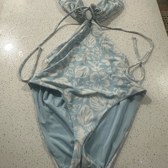 ONIA Blue Floral Cutout Swimsuit Size Small 4 - Picture 5 of 5
